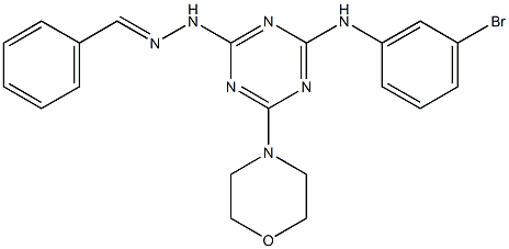 benzaldehyde [4-(3-bromoanilino)-6-(4-morpholinyl)-1,3,5-triazin-2-yl]hydrazone Struktur