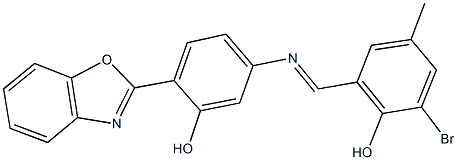 2-({[4-(1,3-benzoxazol-2-yl)-3-hydroxyphenyl]imino}methyl)-6-bromo-4-methylphenol Struktur