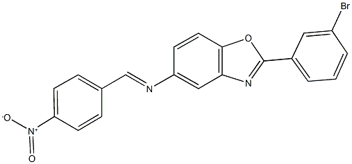 2-(3-bromophenyl)-5-({4-nitrobenzylidene}amino)-1,3-benzoxazole Struktur