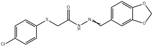 N'-(1,3-benzodioxol-5-ylmethylene)-2-[(4-chlorophenyl)sulfanyl]acetohydrazide Struktur