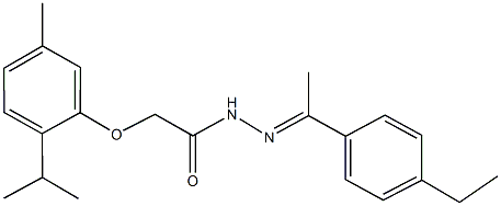 N'-[1-(4-ethylphenyl)ethylidene]-2-(2-isopropyl-5-methylphenoxy)acetohydrazide Struktur