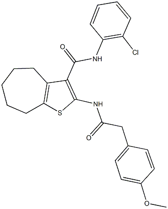 N-(2-chlorophenyl)-2-{[(4-methoxyphenyl)acetyl]amino}-5,6,7,8-tetrahydro-4H-cyclohepta[b]thiophene-3-carboxamide Struktur