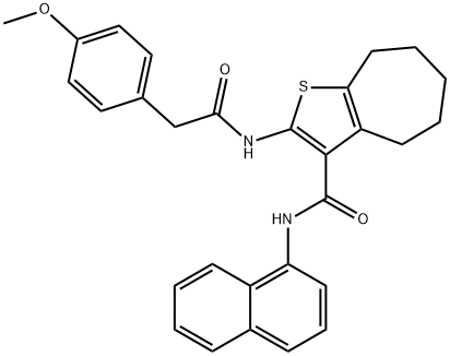 2-{[(4-methoxyphenyl)acetyl]amino}-N-(1-naphthyl)-5,6,7,8-tetrahydro-4H-cyclohepta[b]thiophene-3-carboxamide Struktur