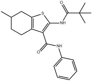 2-[(2,2-dimethylpropanoyl)amino]-6-methyl-N-phenyl-4,5,6,7-tetrahydro-1-benzothiophene-3-carboxamide Struktur