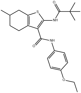 2-[(2,2-dimethylpropanoyl)amino]-N-(4-ethoxyphenyl)-6-methyl-4,5,6,7-tetrahydro-1-benzothiophene-3-carboxamide Struktur