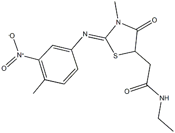 N-ethyl-2-[2-({3-nitro-4-methylphenyl}imino)-3-methyl-4-oxo-1,3-thiazolidin-5-yl]acetamide Struktur