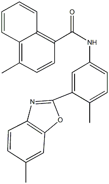 4-methyl-N-[4-methyl-3-(6-methyl-1,3-benzoxazol-2-yl)phenyl]-1-naphthamide Struktur