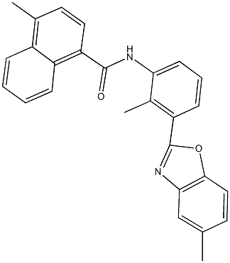 4-methyl-N-[2-methyl-3-(5-methyl-1,3-benzoxazol-2-yl)phenyl]-1-naphthamide Struktur