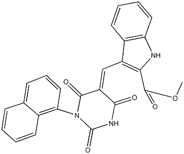 methyl 3-[(1-(1-naphthyl)-2,4,6-trioxotetrahydro-5(2H)-pyrimidinylidene)methyl]-1H-indole-2-carboxylate Struktur