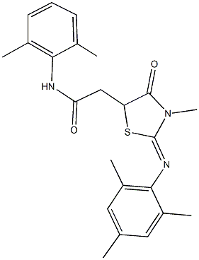 N-(2,6-dimethylphenyl)-2-[2-(mesitylimino)-3-methyl-4-oxo-1,3-thiazolidin-5-yl]acetamide Struktur