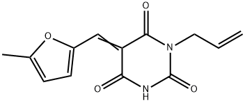 1-allyl-5-[(5-methyl-2-furyl)methylene]-2,4,6(1H,3H,5H)-pyrimidinetrione Struktur