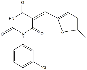 1-(3-chlorophenyl)-5-[(5-methyl-2-thienyl)methylene]-2,4,6(1H,3H,5H)-pyrimidinetrione Struktur