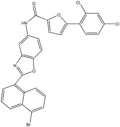 N-[2-(5-bromo-1-naphthyl)-1,3-benzoxazol-5-yl]-5-(2,4-dichlorophenyl)-2-furamide Struktur