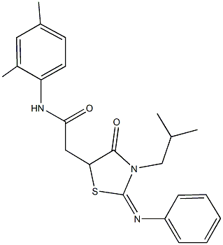 N-(2,4-dimethylphenyl)-2-[3-isobutyl-4-oxo-2-(phenylimino)-1,3-thiazolidin-5-yl]acetamide Struktur