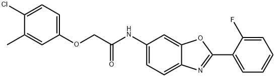 2-(4-chloro-3-methylphenoxy)-N-[2-(2-fluorophenyl)-1,3-benzoxazol-6-yl]acetamide Struktur