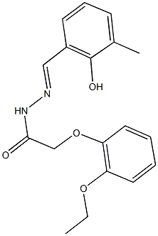 2-(2-ethoxyphenoxy)-N'-(2-hydroxy-3-methylbenzylidene)acetohydrazide Struktur