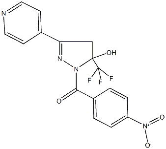 1-{4-nitrobenzoyl}-3-(4-pyridinyl)-5-(trifluoromethyl)-4,5-dihydro-1H-pyrazol-5-ol Struktur