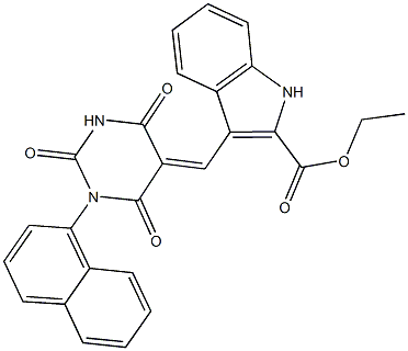 ethyl 3-[(1-(1-naphthyl)-2,4,6-trioxotetrahydro-5(2H)-pyrimidinylidene)methyl]-1H-indole-2-carboxylate Struktur