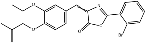 2-(2-bromophenyl)-4-{3-ethoxy-4-[(2-methyl-2-propenyl)oxy]benzylidene}-1,3-oxazol-5(4H)-one Struktur