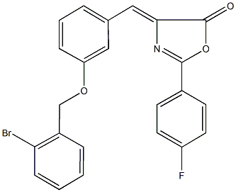 4-{3-[(2-bromobenzyl)oxy]benzylidene}-2-(4-fluorophenyl)-1,3-oxazol-5(4H)-one Struktur