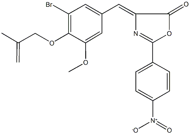 4-{3-bromo-5-methoxy-4-[(2-methyl-2-propenyl)oxy]benzylidene}-2-{4-nitrophenyl}-1,3-oxazol-5(4H)-one Struktur