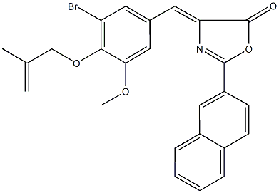 4-{3-bromo-5-methoxy-4-[(2-methyl-2-propenyl)oxy]benzylidene}-2-(2-naphthyl)-1,3-oxazol-5(4H)-one Struktur