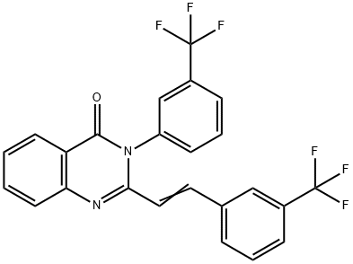 3-[3-(trifluoromethyl)phenyl]-2-{2-[3-(trifluoromethyl)phenyl]vinyl}-4(3H)-quinazolinone Struktur