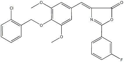 4-{4-[(2-chlorobenzyl)oxy]-3,5-dimethoxybenzylidene}-2-(3-fluorophenyl)-1,3-oxazol-5(4H)-one Struktur