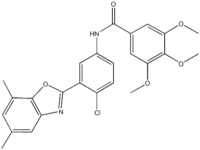 N-[4-chloro-3-(5,7-dimethyl-1,3-benzoxazol-2-yl)phenyl]-3,4,5-trimethoxybenzamide Struktur