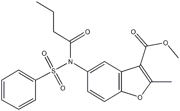 methyl 5-[butyryl(phenylsulfonyl)amino]-2-methyl-1-benzofuran-3-carboxylate Struktur