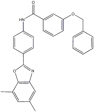 3-(benzyloxy)-N-[4-(5,7-dimethyl-1,3-benzoxazol-2-yl)phenyl]benzamide Struktur