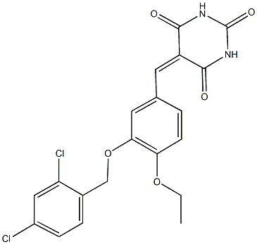 5-{3-[(2,4-dichlorobenzyl)oxy]-4-ethoxybenzylidene}-2,4,6(1H,3H,5H)-pyrimidinetrione Struktur