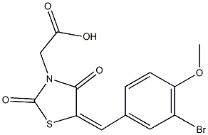 [5-(3-bromo-4-methoxybenzylidene)-2,4-dioxo-1,3-thiazolidin-3-yl]acetic acid Struktur