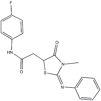 N-(4-fluorophenyl)-2-[3-methyl-4-oxo-2-(phenylimino)-1,3-thiazolidin-5-yl]acetamide Struktur