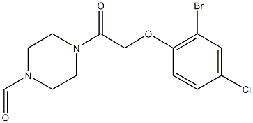 4-[(2-bromo-4-chlorophenoxy)acetyl]-1-piperazinecarbaldehyde Struktur