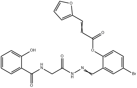 4-bromo-2-(2-{[(2-hydroxybenzoyl)amino]acetyl}carbohydrazonoyl)phenyl 3-(2-furyl)acrylate Struktur