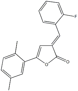 5-(2,5-dimethylphenyl)-3-(2-fluorobenzylidene)-2(3H)-furanone Struktur