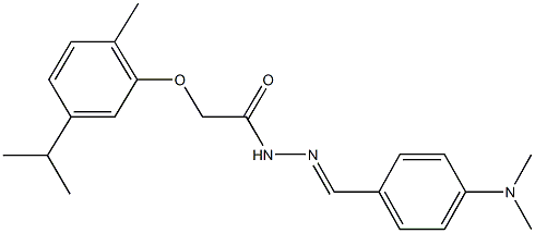 N'-[4-(dimethylamino)benzylidene]-2-(5-isopropyl-2-methylphenoxy)acetohydrazide Struktur