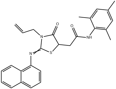 2-[3-allyl-2-(1-naphthylimino)-4-oxo-1,3-thiazolidin-5-yl]-N-mesitylacetamide Struktur