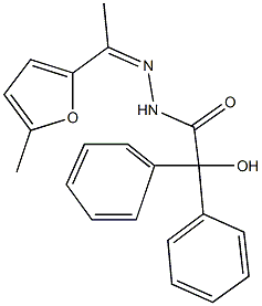 2-hydroxy-N'-[1-(5-methyl-2-furyl)ethylidene]-2,2-diphenylacetohydrazide Struktur