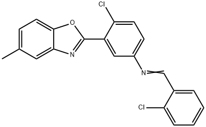 N-(2-chlorobenzylidene)-N-[4-chloro-3-(5-methyl-1,3-benzoxazol-2-yl)phenyl]amine Struktur