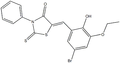 5-(5-bromo-3-ethoxy-2-hydroxybenzylidene)-3-phenyl-2-thioxo-1,3-thiazolidin-4-one Struktur