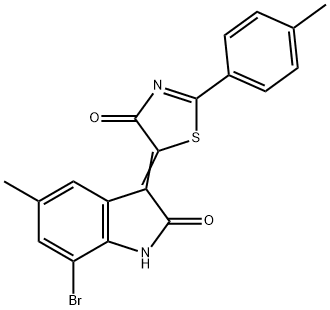 7-bromo-5-methyl-3-(2-(4-methylphenyl)-4-oxo-1,3-thiazol-5(4H)-ylidene)-1,3-dihydro-2H-indol-2-one Struktur