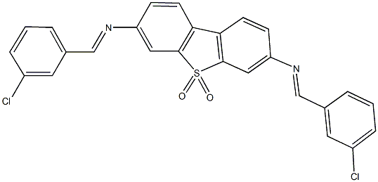 N-(3-chlorobenzylidene)-N-{7-[(3-chlorobenzylidene)amino]-5,5-dioxidodibenzo[b,d]thien-3-yl}amine Struktur