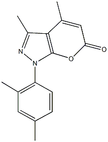 1-(2,4-dimethylphenyl)-3,4-dimethylpyrano[2,3-c]pyrazol-6(1H)-one Struktur