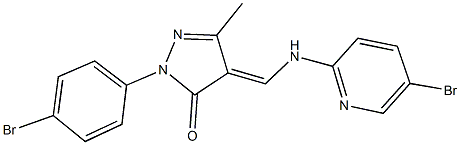 2-(4-bromophenyl)-4-{[(5-bromo-2-pyridinyl)amino]methylene}-5-methyl-2,4-dihydro-3H-pyrazol-3-one Struktur