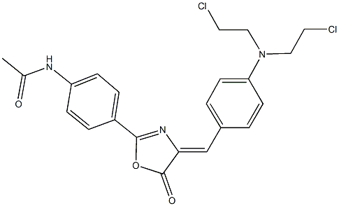 N-[4-(4-{4-[bis(2-chloroethyl)amino]benzylidene}-5-oxo-4,5-dihydro-1,3-oxazol-2-yl)phenyl]acetamide Struktur