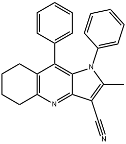 2-methyl-1,9-diphenyl-5,6,7,8-tetrahydro-1H-pyrrolo[3,2-b]quinoline-3-carbonitrile Struktur