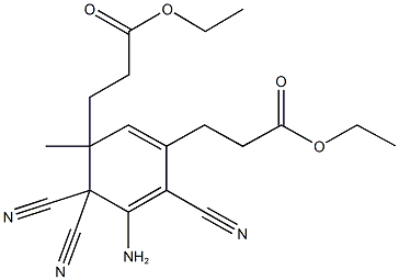 ethyl 3-[5-amino-4,4,6-tricyano-3-(3-ethoxy-3-oxopropyl)-3-methyl-1,5-cyclohexadien-1-yl]propanoate Struktur