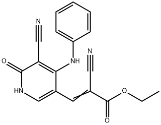 ethyl 3-(4-anilino-5-cyano-6-oxo-1,6-dihydro-3-pyridinyl)-2-cyanoacrylate Struktur